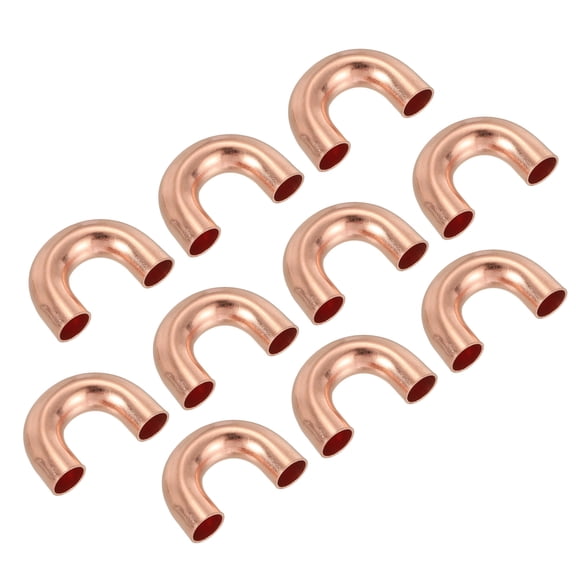 Uxcell 5/16" OD 19x28mm Elbow Copper Pipe Fitting, 10Pcs 180 Degree Bend Welding Sweat Solder Connection for HVAC Air Conditioner Plumbing