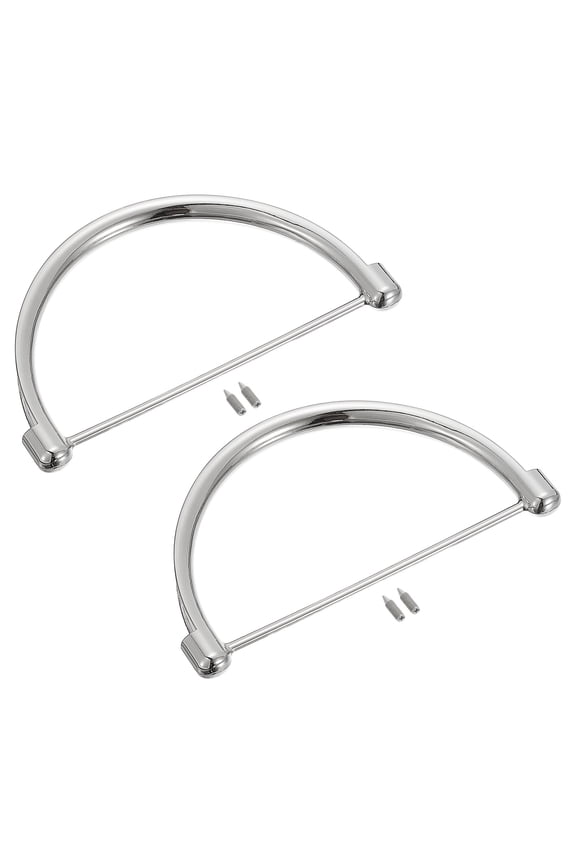5.16" Semicircle Handbag Handle Frame Replacement for Purse Making, 2Pack Silver