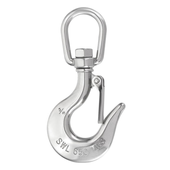 Uxcell 5/16" Slip Hook, 316 Stainless Steel Swivel Lifting Hook 1433 lbs Capacity Rotatable Chain Clevis Hooks Safety Chain Hooks for Crane, Fishing Boat, Port Transportation