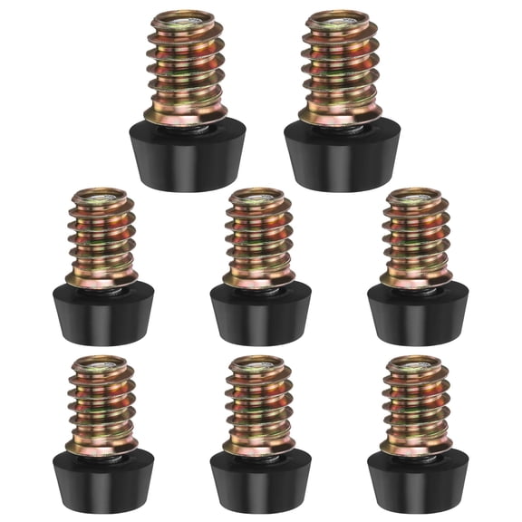 Uxcell 5/16" Thread Furniture Feet Levelers, 8Set 17mm l Adjustable Furniture Feet with Nuts Screw in Threaded Leveling Leg Screw on Chair Foot Glides Leveling for Table Chair Black