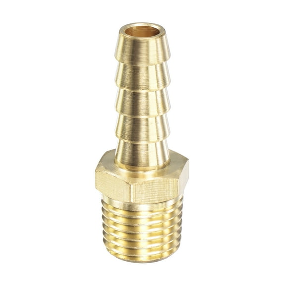 Uxcell 5/16 inch x NPT 1/4 Male Thread Brass Hose Barb Fitting Straight Pipe Connector