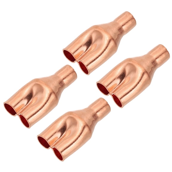 Uxcell 5/16" x 5/16" x 5/16" ID Tee Y Type Copper Fitting, 4 Pcs Welding Joint Split Union or HVAC Air Conditioning