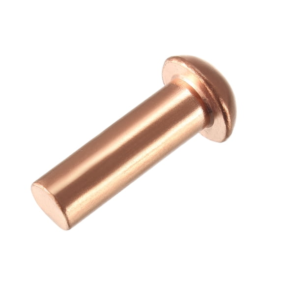 Uxcell 5/16" x 63/64" Round Head Copper Solid Rivets Fasteners Copper Tone 10 Pcs