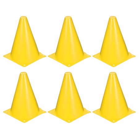 Uxcell 5.1x7.1" Soccer Training Cones, Plastic Flexible Agility Field Marker Drill Cones, Yellow 6 Pack