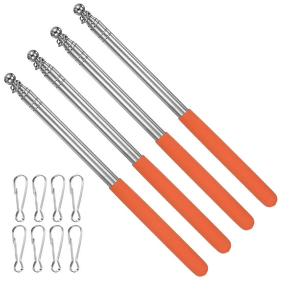Uxcell 5.2 Feet Telescopic Handheld Flagpoles, Extendable Portable Guide Flag Pole with 2 Clips, Orange 4 Pack