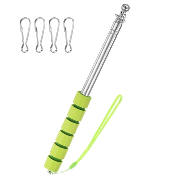 Uxcell 5.25Ft/1.6M Telescopic Flag Pole with Clips Green
