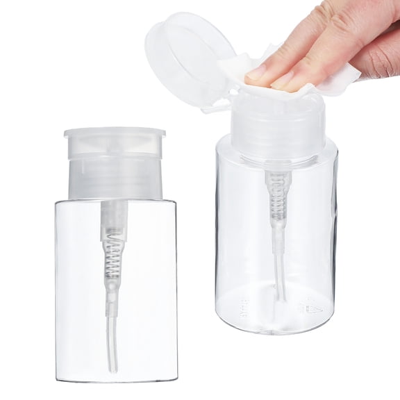 Uxcell 5.28oz / 150ml Pump Bottle Dispenser, 2PCS Alcohol Push Down Pump Refillable Containers