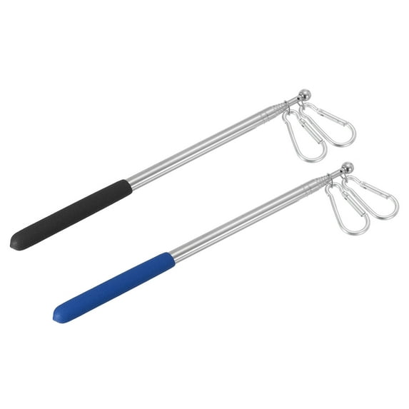 Uxcell 5.2ft Telescopic Handheld Flagpoles Tour Guide Flag Pole with Clips for Teaching Black, Blue, 2 Pack