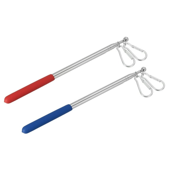 Uxcell 5.2ft Telescopic Handheld Flagpoles Tour Guide Flag Pole with Clips for Teaching, Red, Blue, 2 Pack