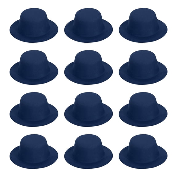 Uxcell 5.3 Inch Mini Formal Hats, 12 Pcs Miniature Doll Hats for Crafts, Black Blue