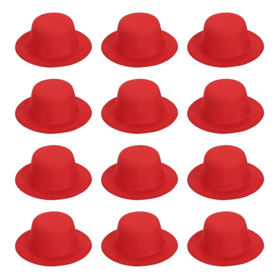 Uxcell 5.3 Inch Mini Formal Hats, 12 Pcs Miniature Doll Hats for Crafts, Bright Red