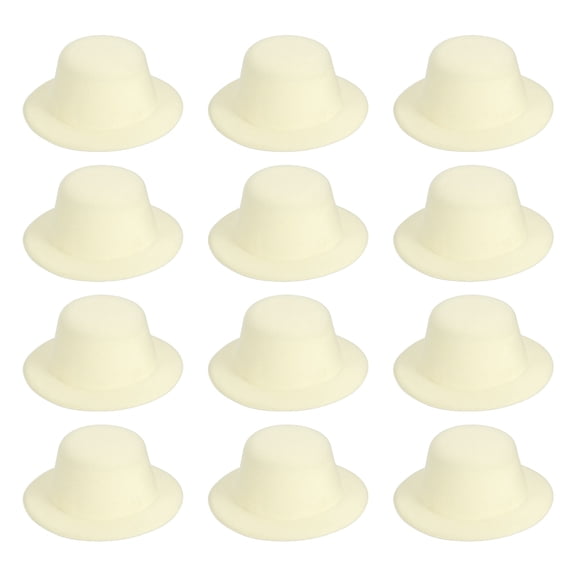 Uxcell 5.3 Inch Mini Formal Hats, 12 Pcs Miniature Doll Hats for Crafts, Creamy White