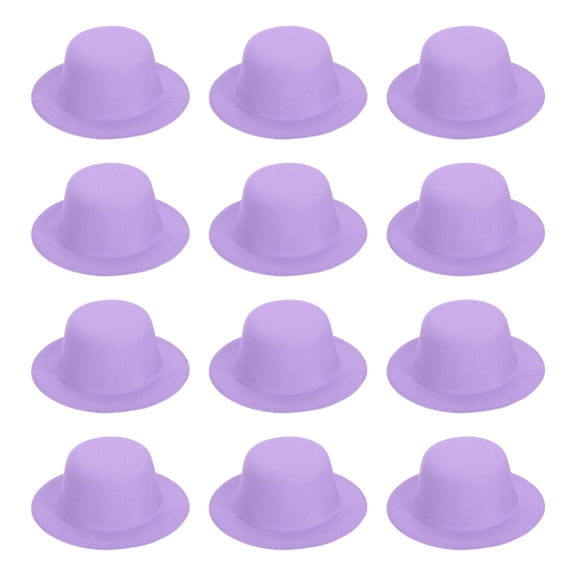 Uxcell 5.3 Inch Mini Formal Hats, 12 Pcs Miniature Doll Hats for Crafts, Light Purple