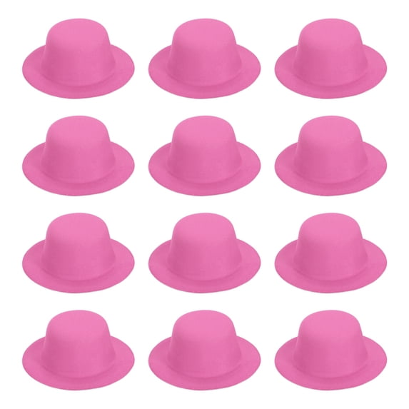 Uxcell 5.3 Inch Mini Formal Hats, 12 Pcs Miniature Doll Hats for Crafts, Rose Red
