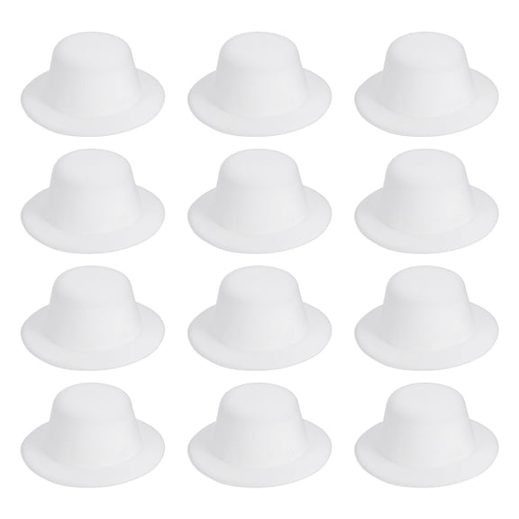 Uxcell 5.3 Inch Mini Formal Hats, 12 Pcs Miniature Doll Hats for Crafts, White