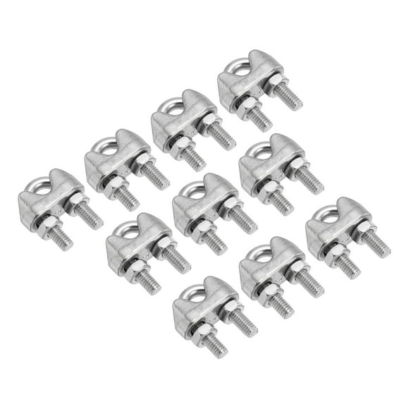 Uxcell 5/32" / 4mm Wire Rope Cable Clip Clamp, Stainless Steel U Bolt Fastener for Rigging Railing, Silver Tone 10Pcs