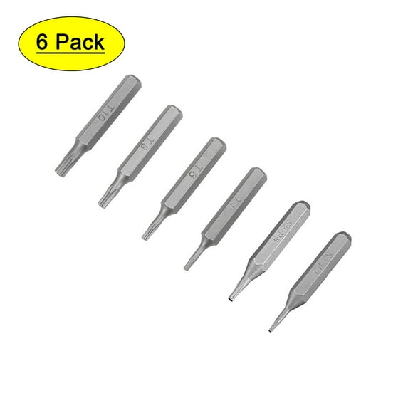 Uxcell 5/32" Hex Shank 1.1" Length T4 T6 T8 T10 P2 P5 Magnetic Torx Pentagon Screwdriver Bit Set S2 Steel