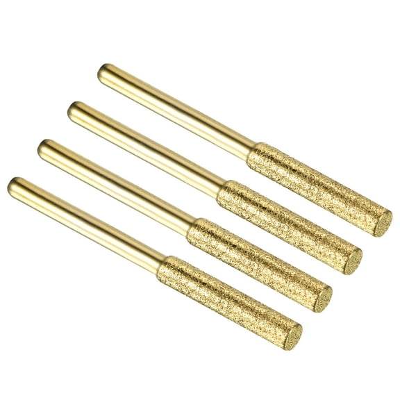 Uxcell 5/32 Inch Diamond Chainsaw Sharpener Titanium Plating Sharpening Stone Grinding File Tool, Golden 4 Pack