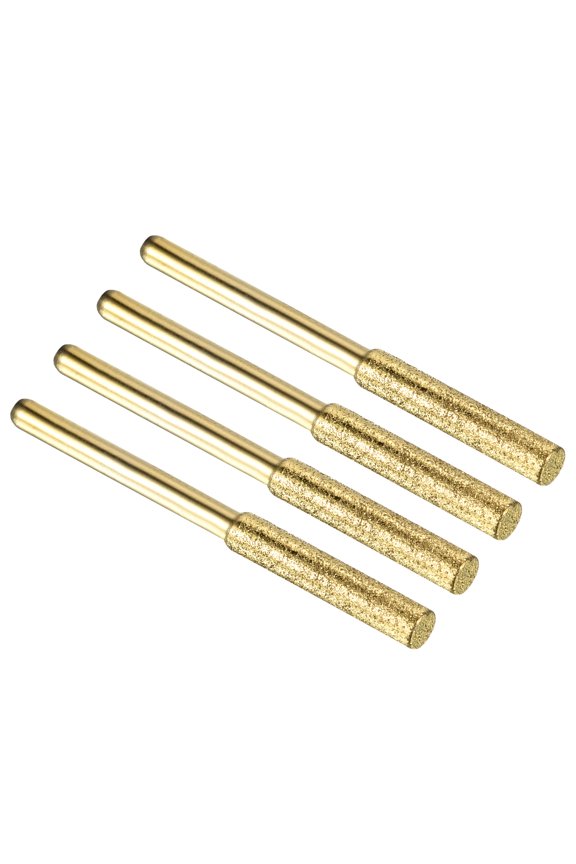5/32 Inch Diamond Chainsaw Sharpener Titanium Plating Sharpening Stone Grinding File Tool, Golden 4 Pack