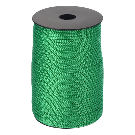 Uxcell 5/32" Polypropylene Rope Braided Ropes 328ft Nylon Ropes Hollow Utility Cord for Clothesline Dark Green