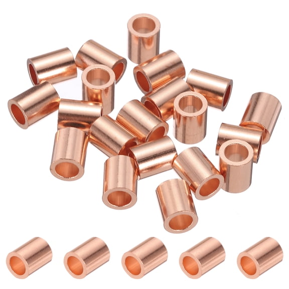 Uxcell 5/32" Wire Rope Stop Sleeve, Copper Crimping Loop Sleeve End, Gold Tone 20 Pack