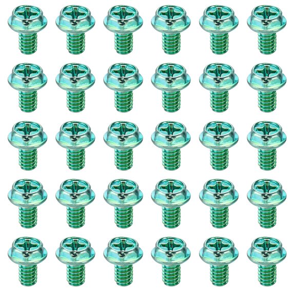 Uxcell 5/32 x 1/4 Inch Ground Screws, 30 Pack Green Grounding Screw Hex Phillips Head Flanged for Home