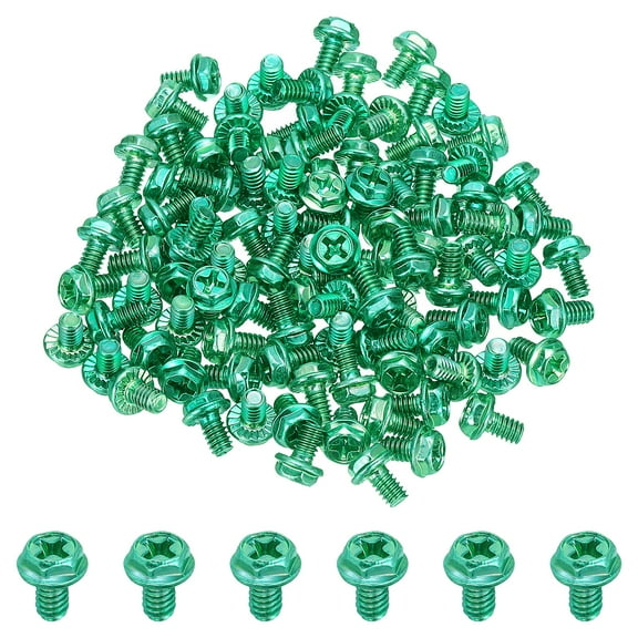 Uxcell 5/32 x 1/4 Inch Thread Ground Screws, 100 Pack Hex Phillips Head Flanged