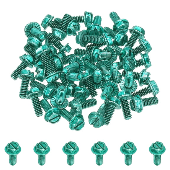 Uxcell 5/32 x 3/8 Inch Thread Ground Screws, 100 Pack Slotted Hex Head Flanged