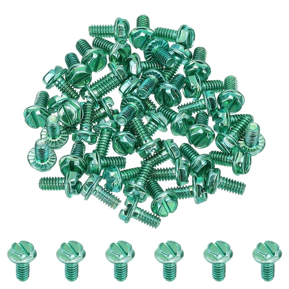 Uxcell 5/32 x 5/16 Inch Thread Ground Screws, 50 Pack Slotted Hex Head Flanged