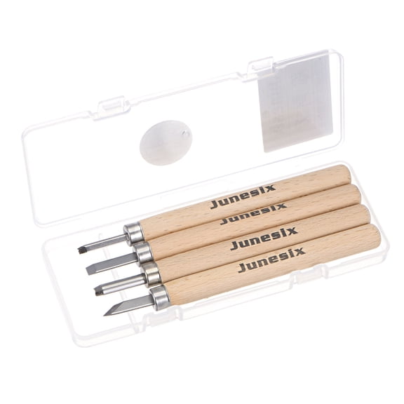 Uxcell 5.3mm/5.5mm/4mm/2.7mm Flat Diagonal Round Triangle SK5 Steel Carving Knife 1 Set (4 Pack)