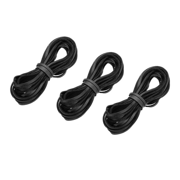 Uxcell 5.47 Yards 2.6mm Flat Leather Cord Suede String for DIY Crafts, Black 3Pack