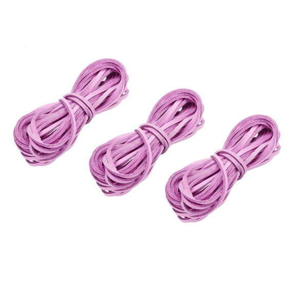 Uxcell 5.47 Yards 2.6mm Flat Leather Cord Suede String for DIY Crafts, Pink 3Pack