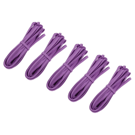Uxcell 5.47 Yards 5mm Flat Suede Cord Leather String for DIY Crafts, Dark Purple 5Pcs