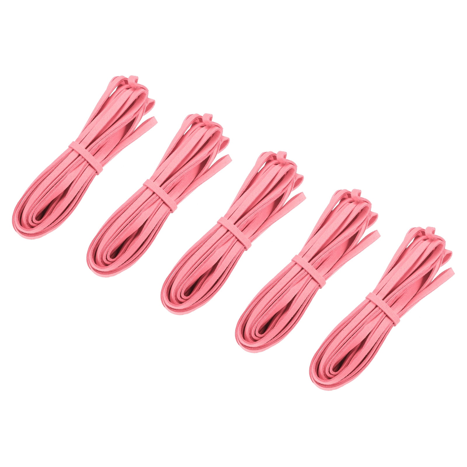 Uxcell 5.47 Yards 5mm Flat Suede Cord Leather String for DIY Crafts, Light  Pink 5Pcs 