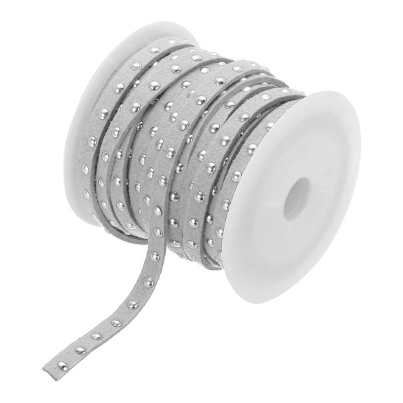 Uxcell 5.5 Yard Faux Suede Leather Cord 5mm Wide Flat Micro Fiber Leather String Rope Lace,Gray Silver