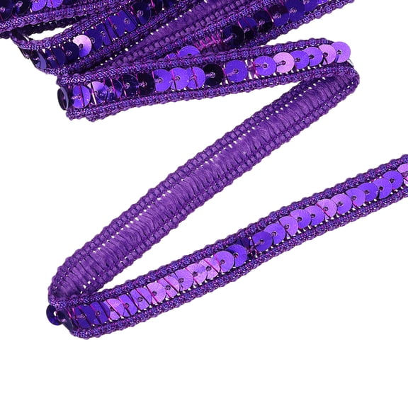 Uxcell 5.5 Yard Sequins Trim Ribbon 0.5 Inch Sequin Gimp Braid Trim Spangle Flat Sequins Paillette Fabric Flat Trims Strips for Crafts Sewing Clothes Home Party Decoration, Deep Purple