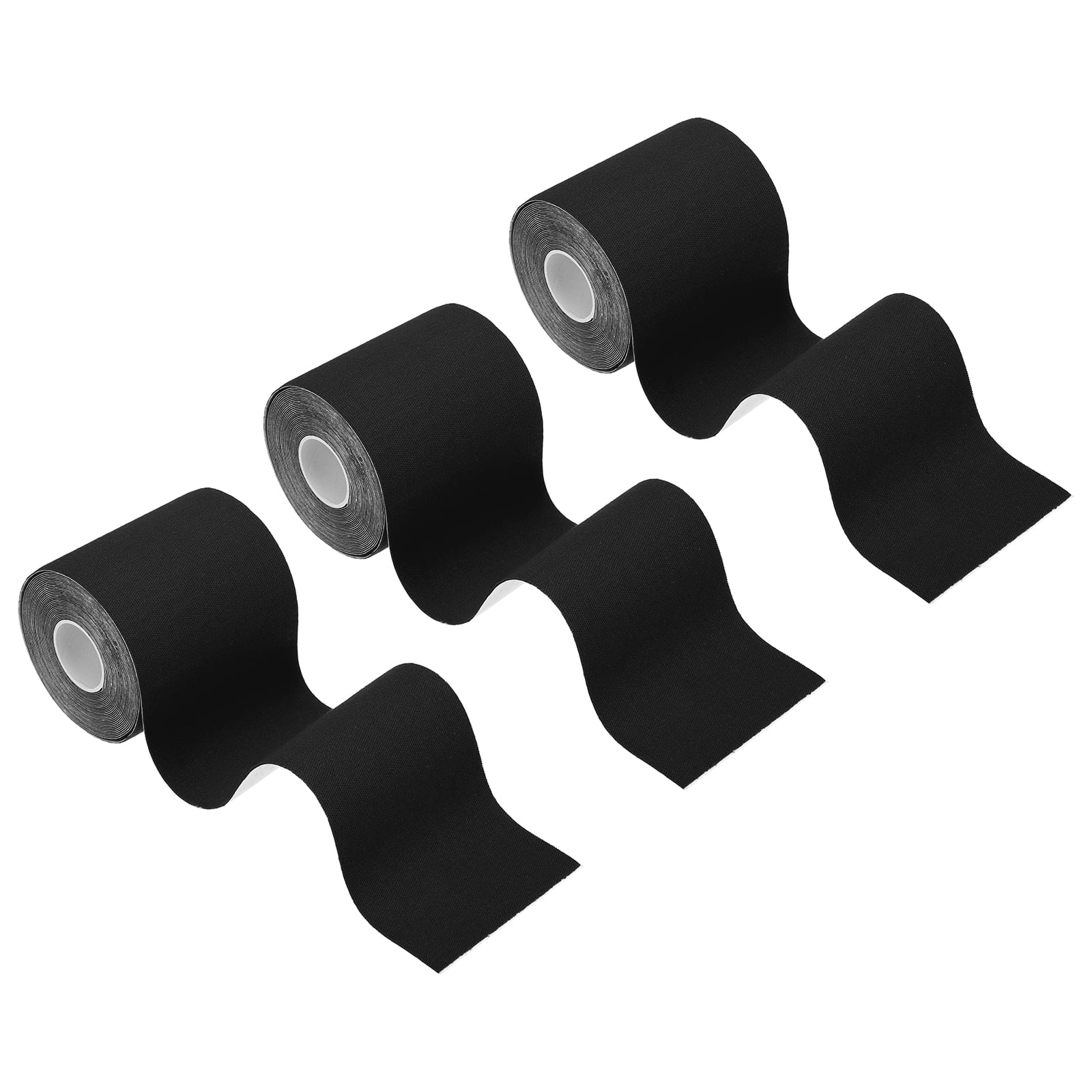 Uxcell 5.5 Yard x 3 Inch Kinesiology Tape, Adhesive Cotton Sports Muscle Support Tapes Waterproof Elastic Tape Black 3 Roll