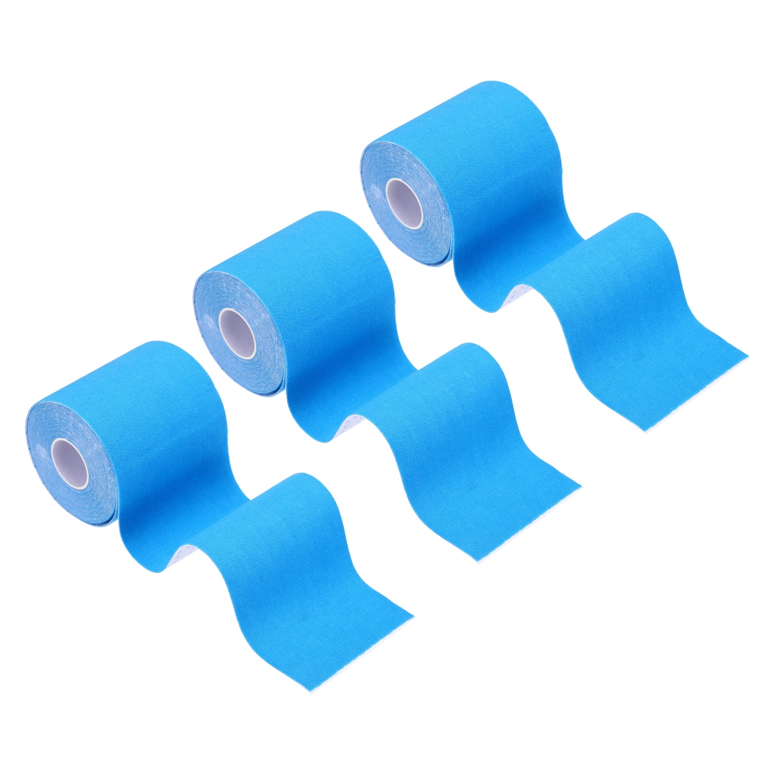 Uxcell 5.5 Yard x 3 Inch Kinesiology Tape, Adhesive Cotton Sports Muscle Support Tapes Waterproof Elastic Tape Blue 3 Roll