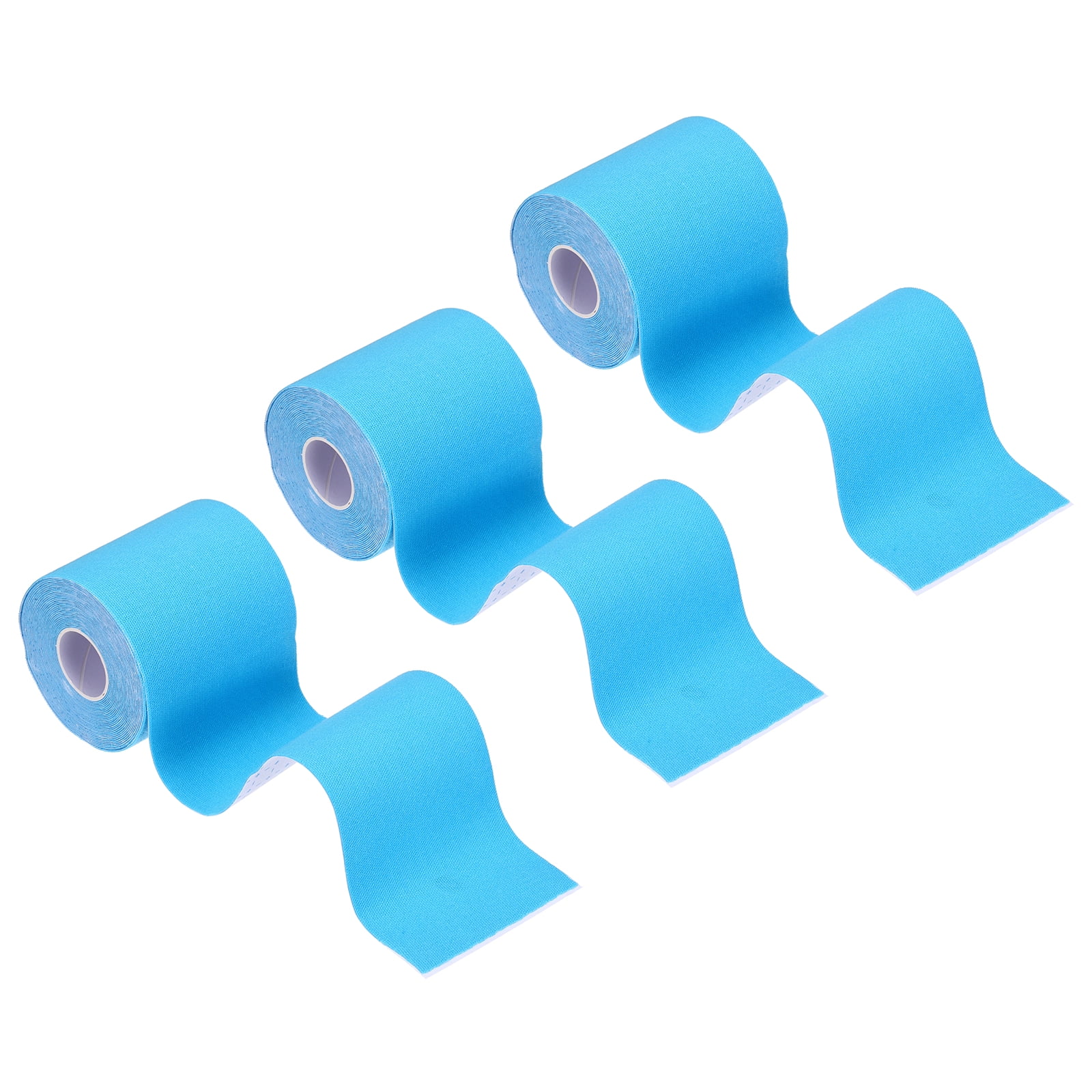 Uxcell 5.5 Yard x 3 Inch Kinesiology Tape, Adhesive Cotton Sports Muscle Support Tapes Waterproof Elastic Tape Light Blue 3 Roll