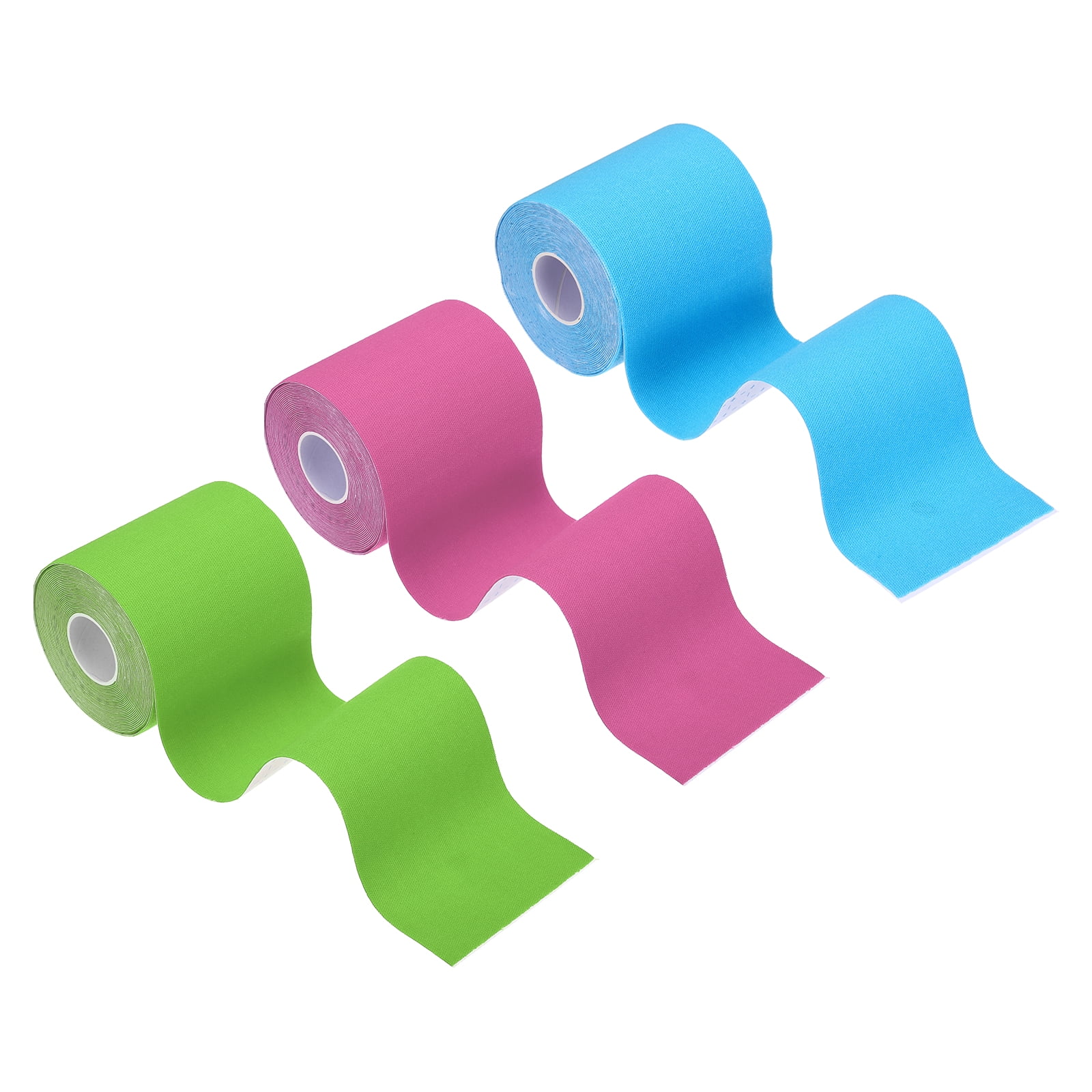 Uxcell 5.5 Yard x 3 Inch Kinesiology Tape, Adhesive Cotton Sports Muscle Support Tapes Waterproof Elastic Tape Light Blue/Green/Pink 3 Roll