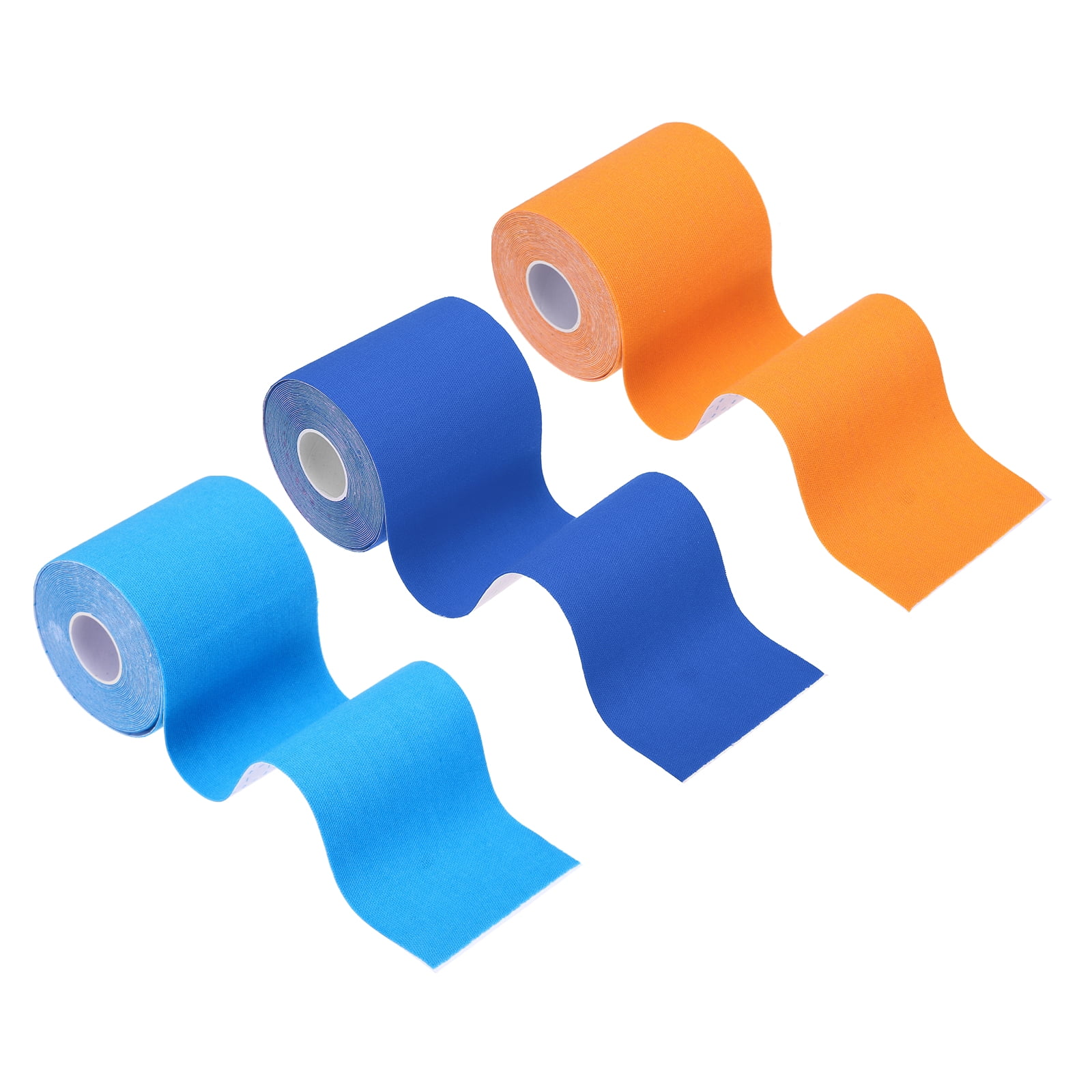 Uxcell 5.5 Yard x 3 Inch Kinesiology Tape, Adhesive Cotton Sports Muscle Support Tapes Waterproof Elastic Tape Orange/Dark Blue/Blue 3 Roll