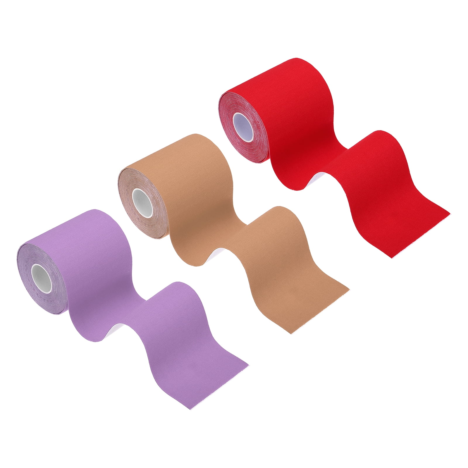 Uxcell 5.5 Yard x 3 Inch Kinesiology Tape, Adhesive Cotton Sports Muscle Support Tapes Waterproof Elastic Tape Purple/Red/Brown 3 Roll