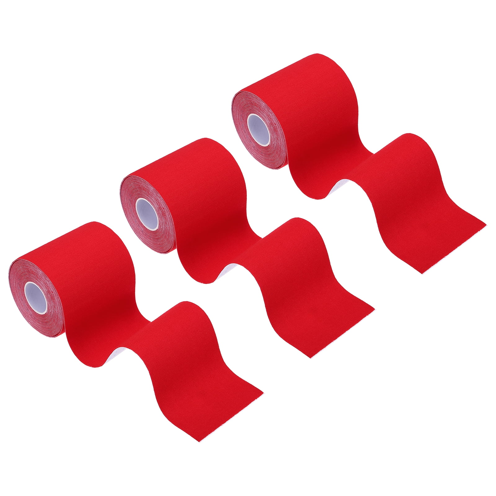 Uxcell 5.5 Yard x 3 Inch Kinesiology Tape, Adhesive Cotton Sports Muscle Support Tapes Waterproof Elastic Tape Red 3 Roll