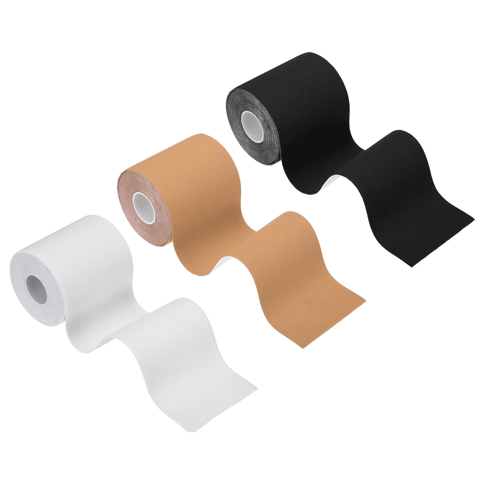 Uxcell 5.5 Yard x 3 Inch Kinesiology Tape, Adhesive Cotton Sports Muscle Support Tapes Waterproof Elastic Tape White/Black/Brown 3 Roll