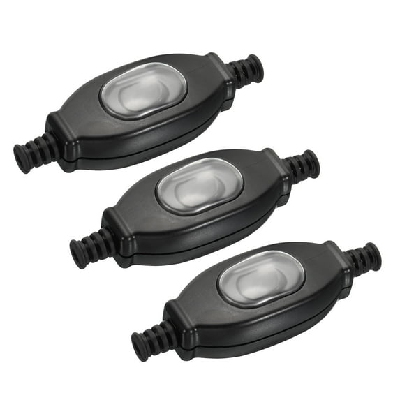 Uxcell 5.5 x 3.5mm Inline Cord Switch Waterproof Appliance Switch AC 250V 3A ON/Off Rocker Switch IP65, Black 3 Pack