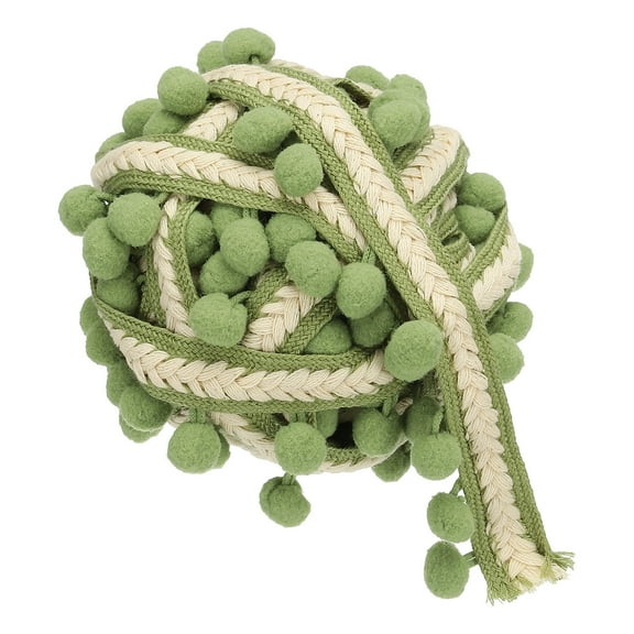 Uxcell 5.5Yards Embroidered Pompoms Trim Ribbon, Pom Poms Fringe Ball Trim Ribbon Tassel Lace Accessory for Sewing DIY Crafts Fabric Home Curtain Decoration, Green