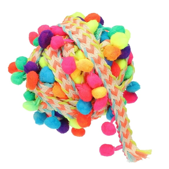 Uxcell 5.5Yards Embroidered Pompoms Trim Ribbon, Pom Poms Fringe Ball Trim Ribbon Tassel Lace Accessory for Sewing DIY Crafts Fabric Home Curtain Decoration, Multicolor