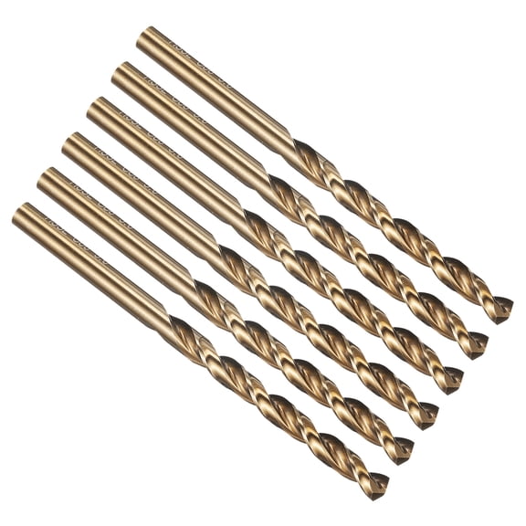 Uxcell 5.5mm Drill Bit, M42 8% Cobalt High-Speed Steel Jobber Straight Shank 135° Gold Finish for Hard Metal High-temperature Titanium Alloy - 6 Pack
