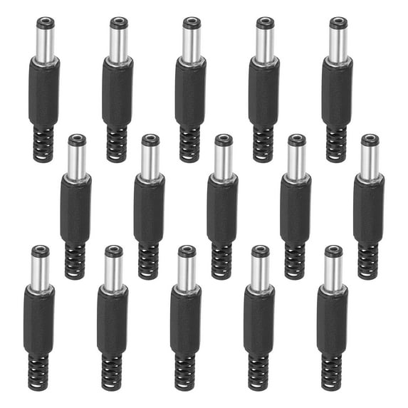 Uxcell 5.5x2.1mm DC Male Plug Power Supply Ends, 15 Pack DIY DC Barrel Connector