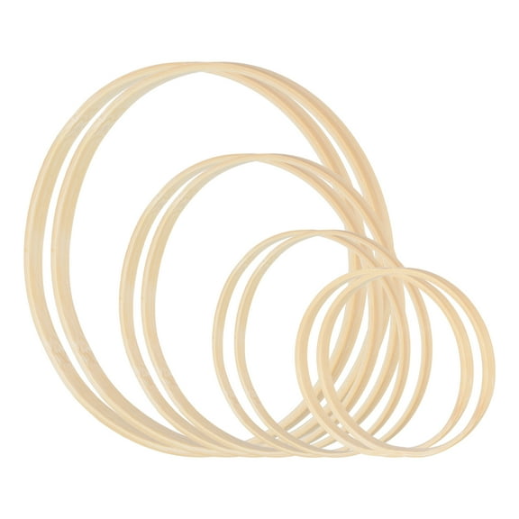 Uxcell 5"/6"/8"/10" Bamboo Macrame Floral Hoop Craft Rings for DIY Decor 8Pcs